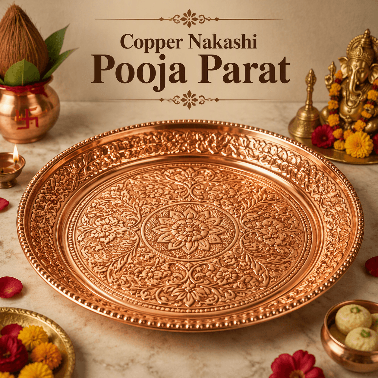 Copper Nakashi Pooja Parat